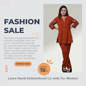 Linen Hand Embroidered Co-ords For Women